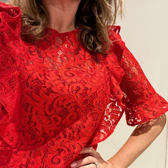 Zara - red lace top with matching camisole tank - Size L - Picture 5 of 6
